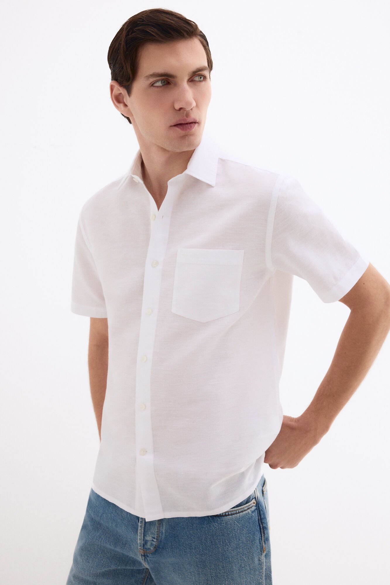 Pedro del Hierro Linen cotton plain shirt