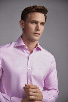 Pedro del Hierro Tailored fit textured Tech Non-Iron dress shirt Pink