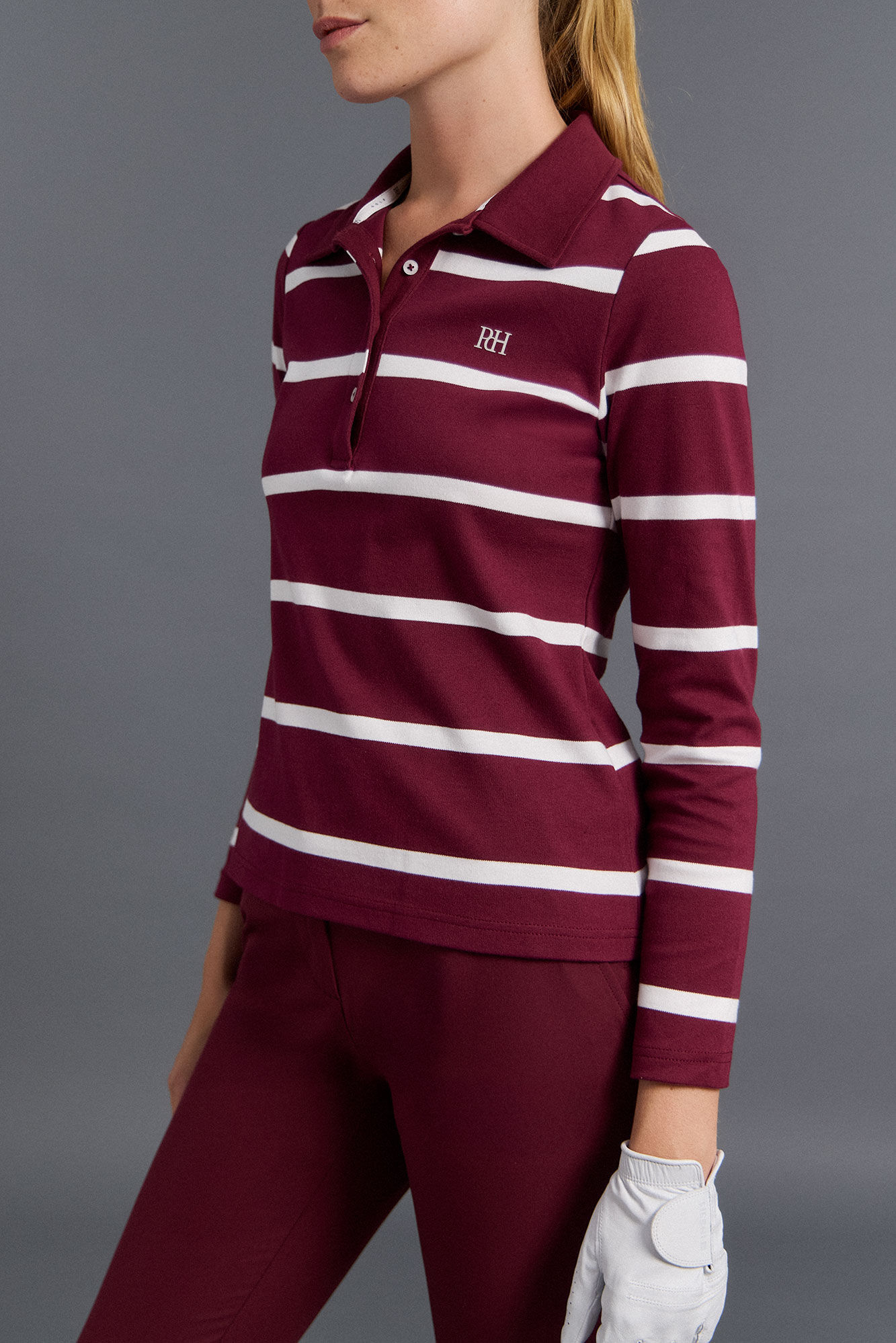 Pedro del Hierro Polo t&eacute;cnico rayas golf Burdeos