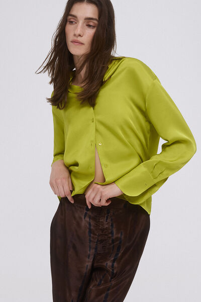 Pedro del Hierro Flowing satin blouse Green