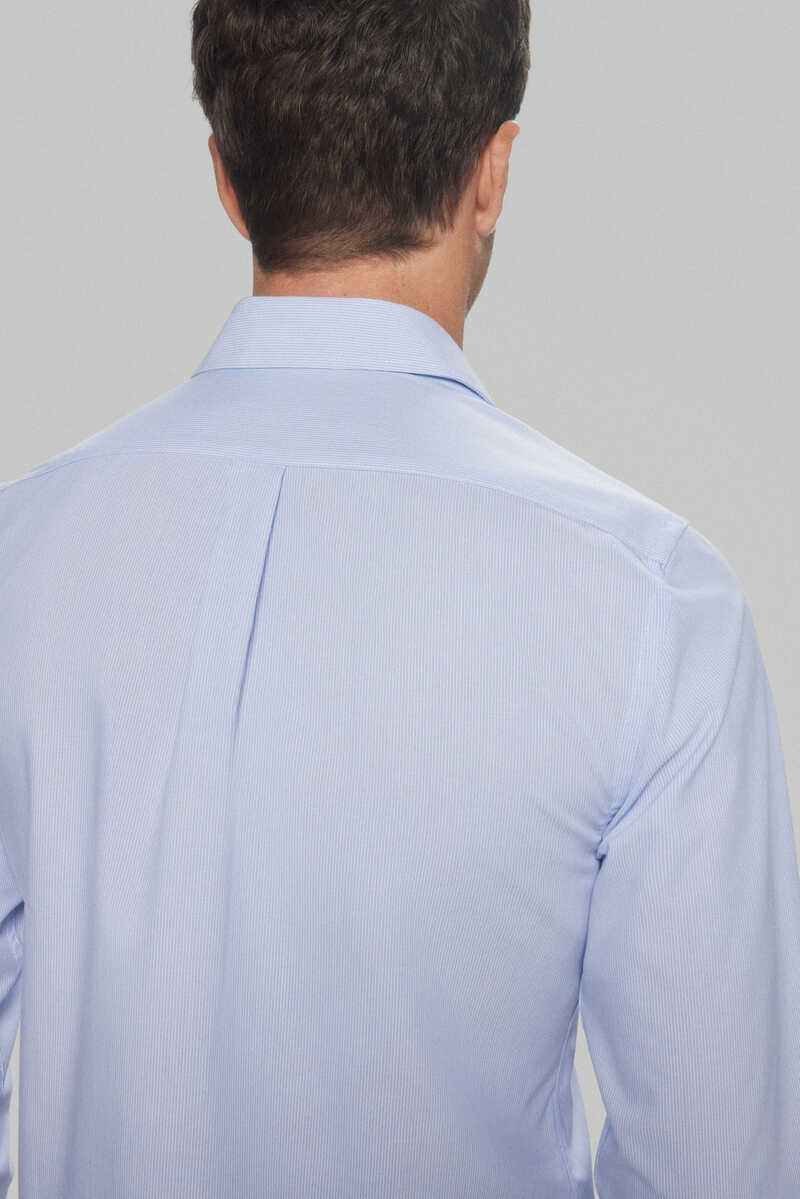 Pedro del Hierro Striped slim fit non-iron + odour-resistant 24h shirt Blue