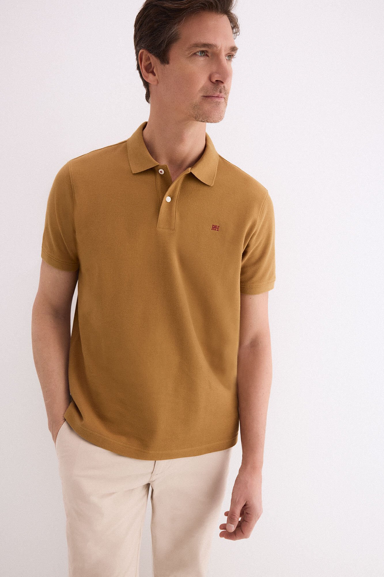 Pedro del Hierro Basic piqu&eacute; polo shirt Brown