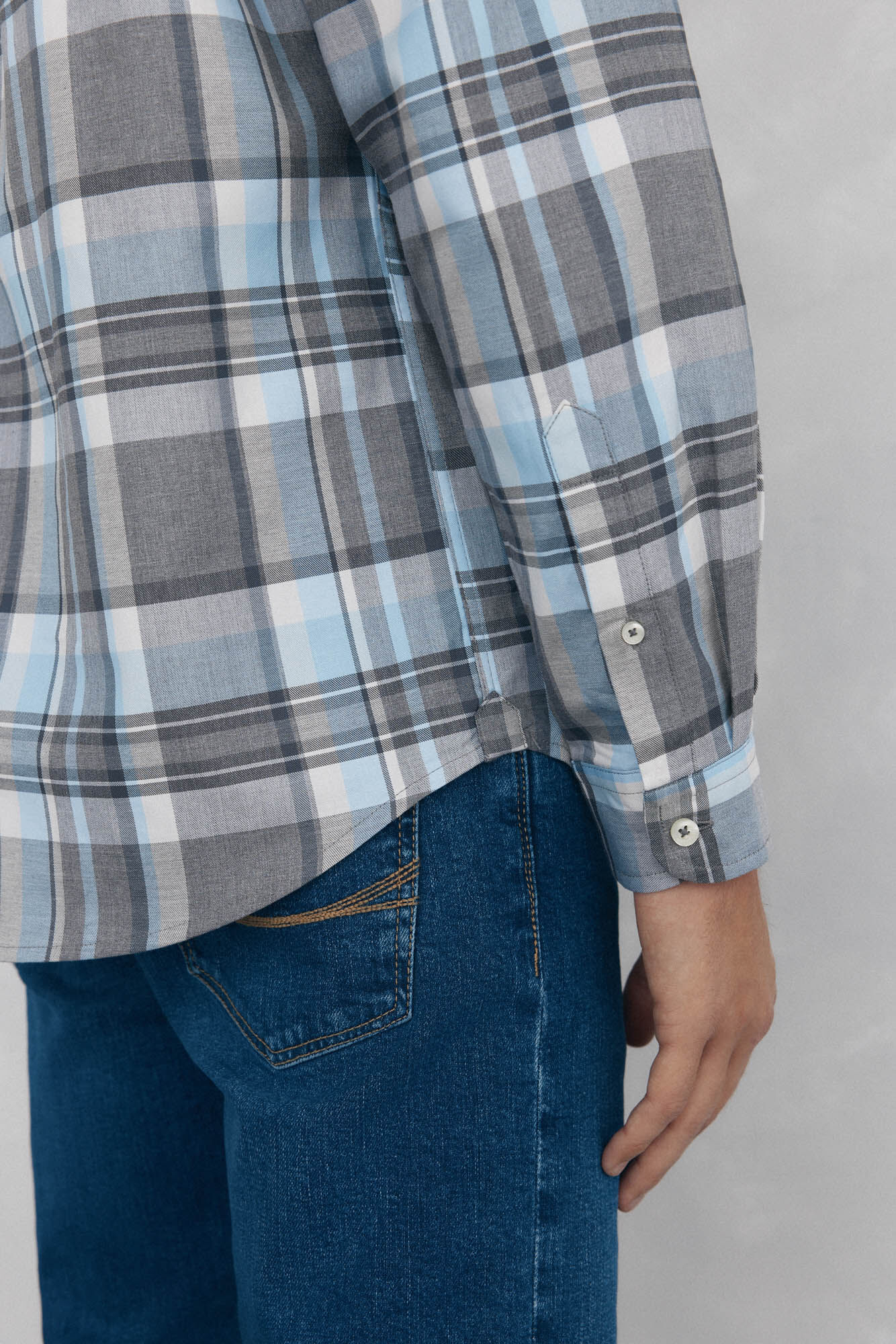 Pedro del Hierro Camisa twill cuadros Gris