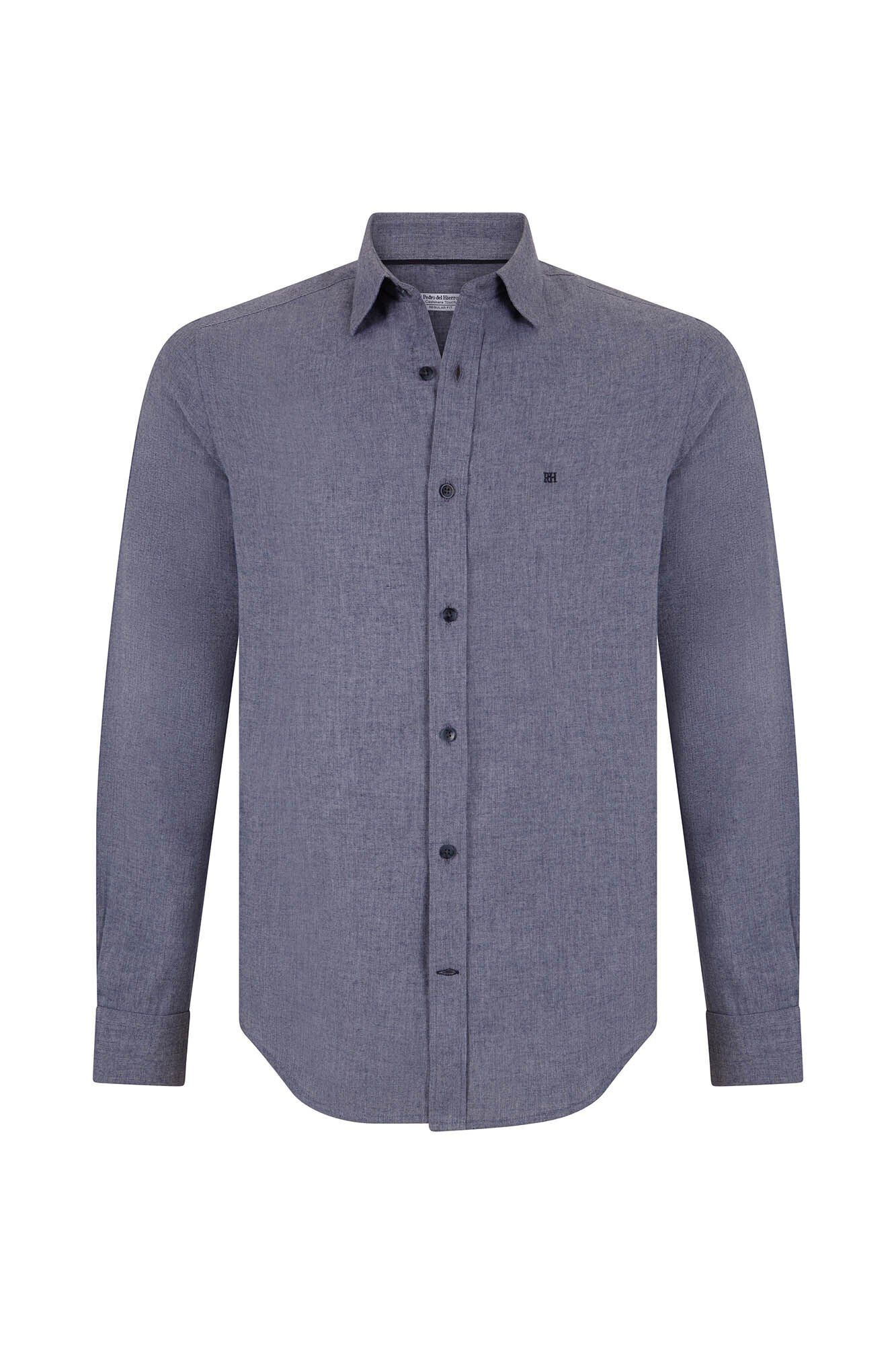 Pedro del Hierro Smooth cashmere touch twill shirt Blue