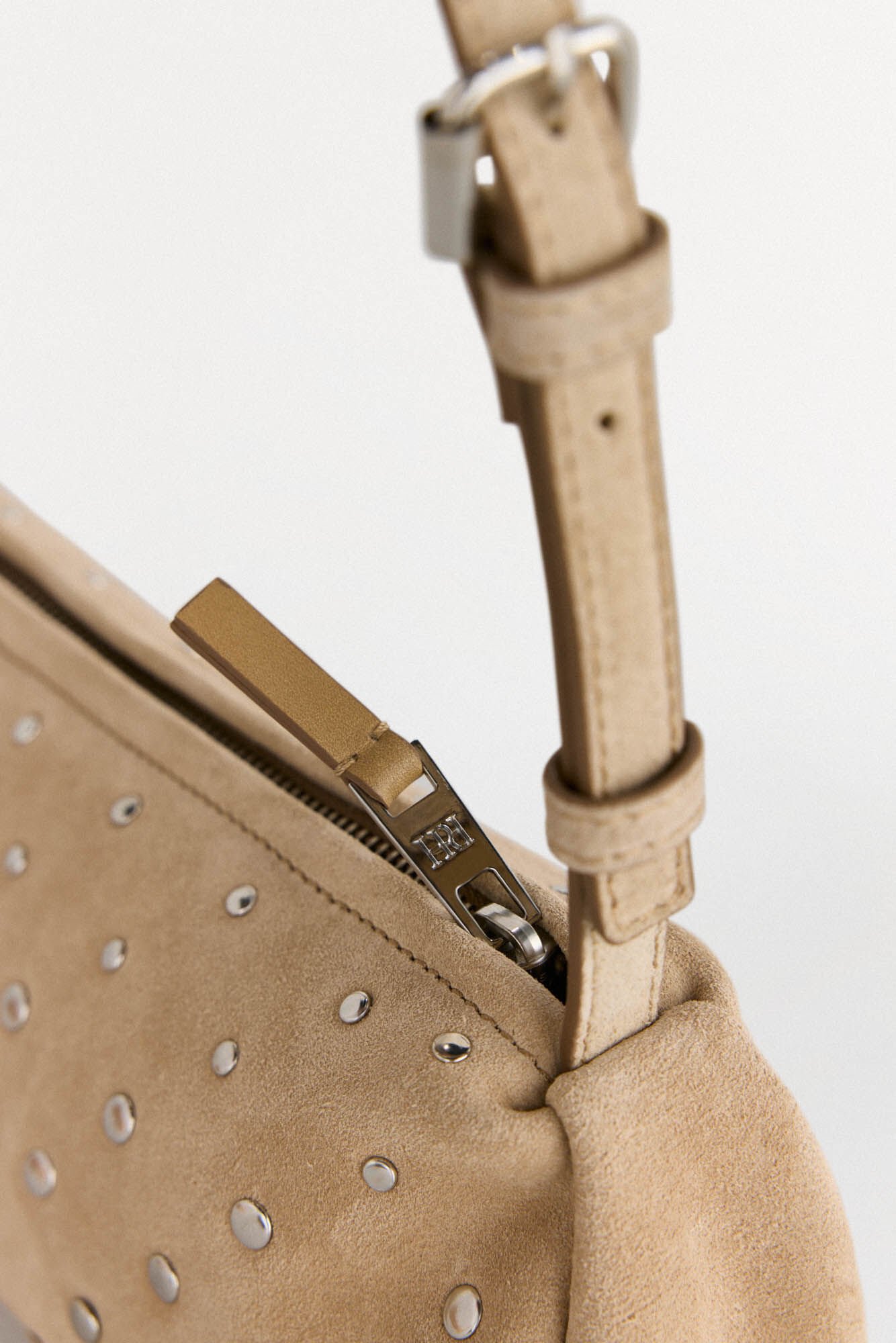 Pedro del Hierro Studded leather shoulder bag Ecru