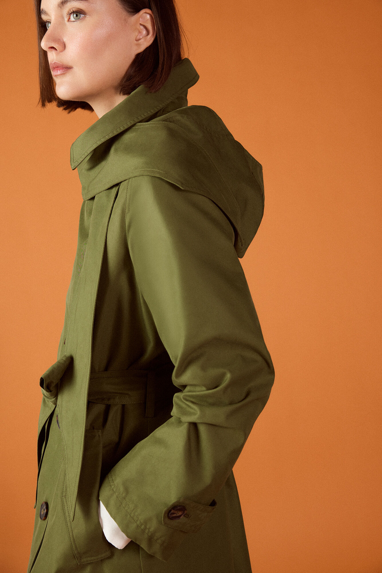 TFP by Tamara Falc&oacute; Long hooded trench coat Green