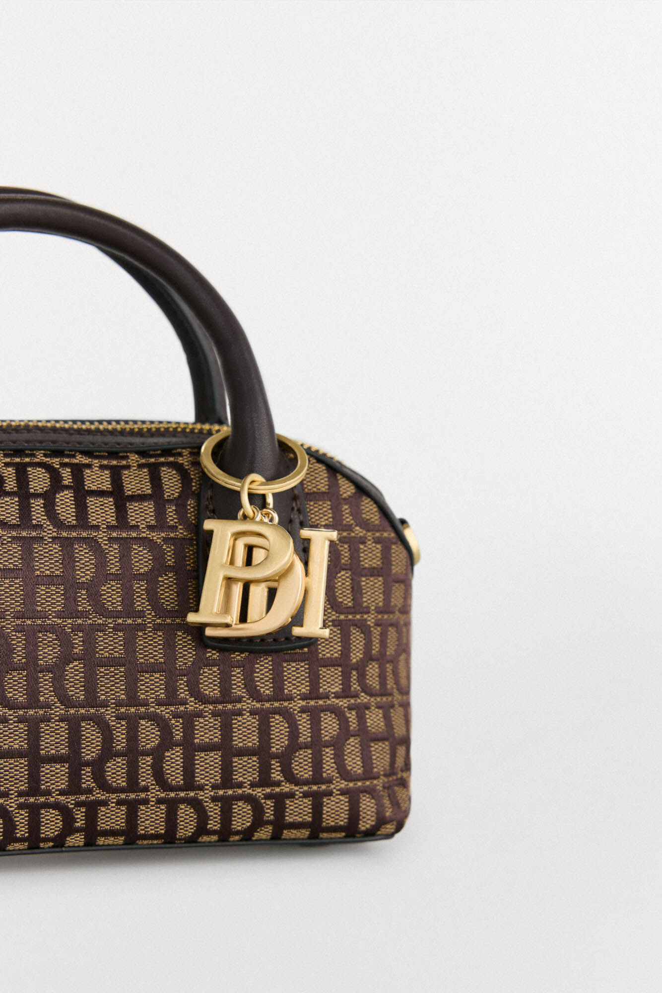 Pedro del Hierro Bolso bowling jacquard mini Marr&oacute;n