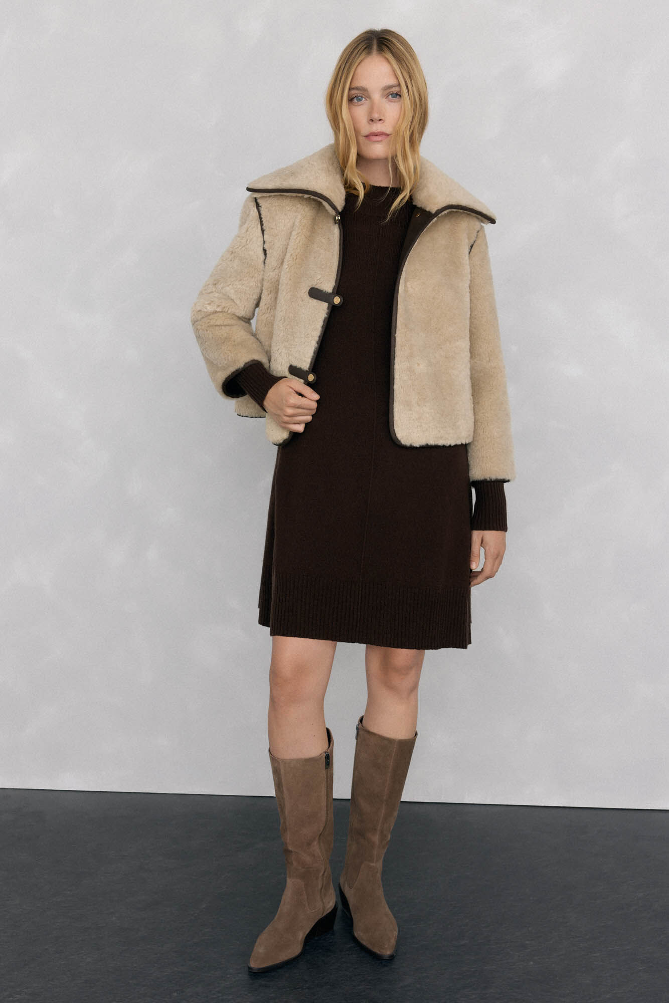 Pedro del Hierro Jaqueta de pele com fecho de press&atilde;o Ecru