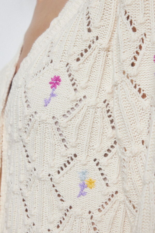 Pedro del Hierro Floral embroidered cardigan Beige