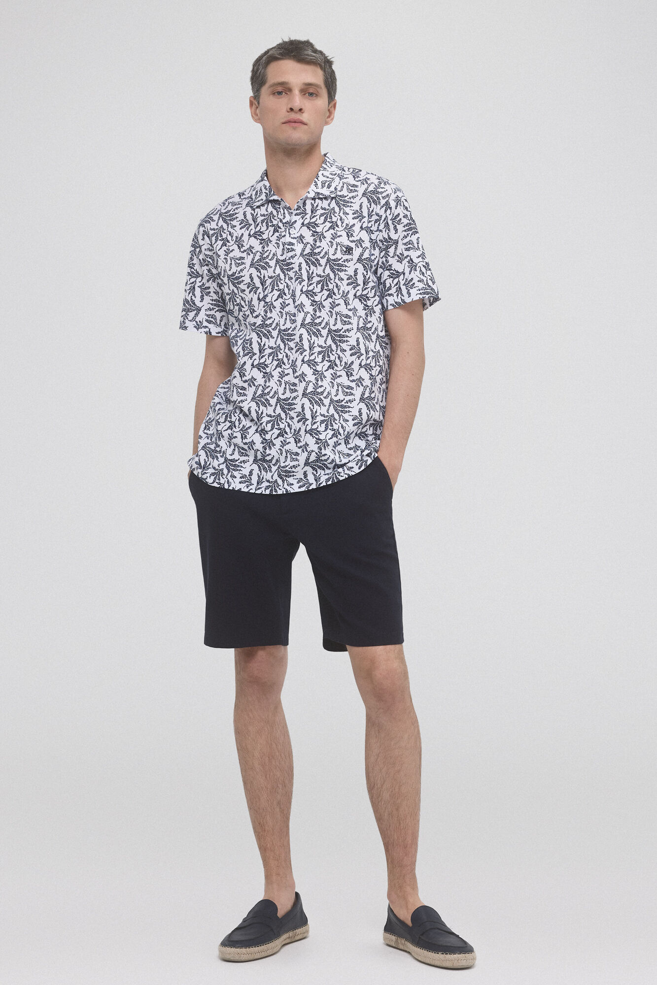 Pedro del Hierro Botanical print polo shirt Blue