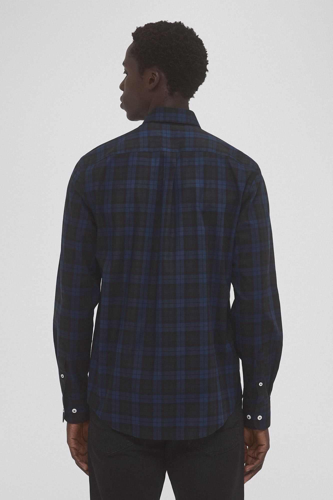 Pedro del Hierro Non-iron twill check shirt Blue