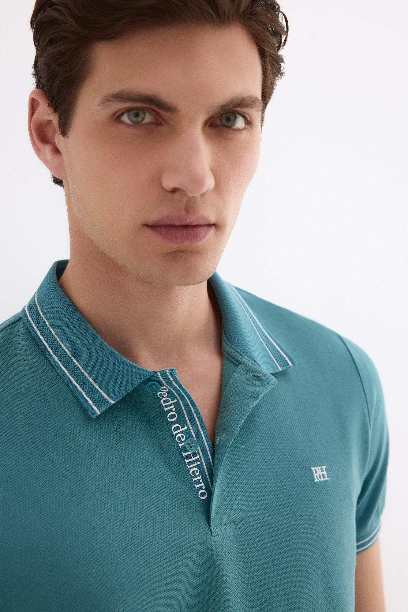 Pedro del Hierro Polo tips jacquard Turquesa