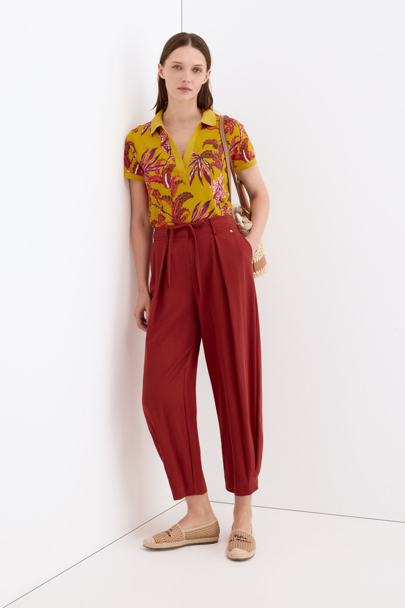 Pedro del Hierro Printed short sleeve polo shirt Yellow