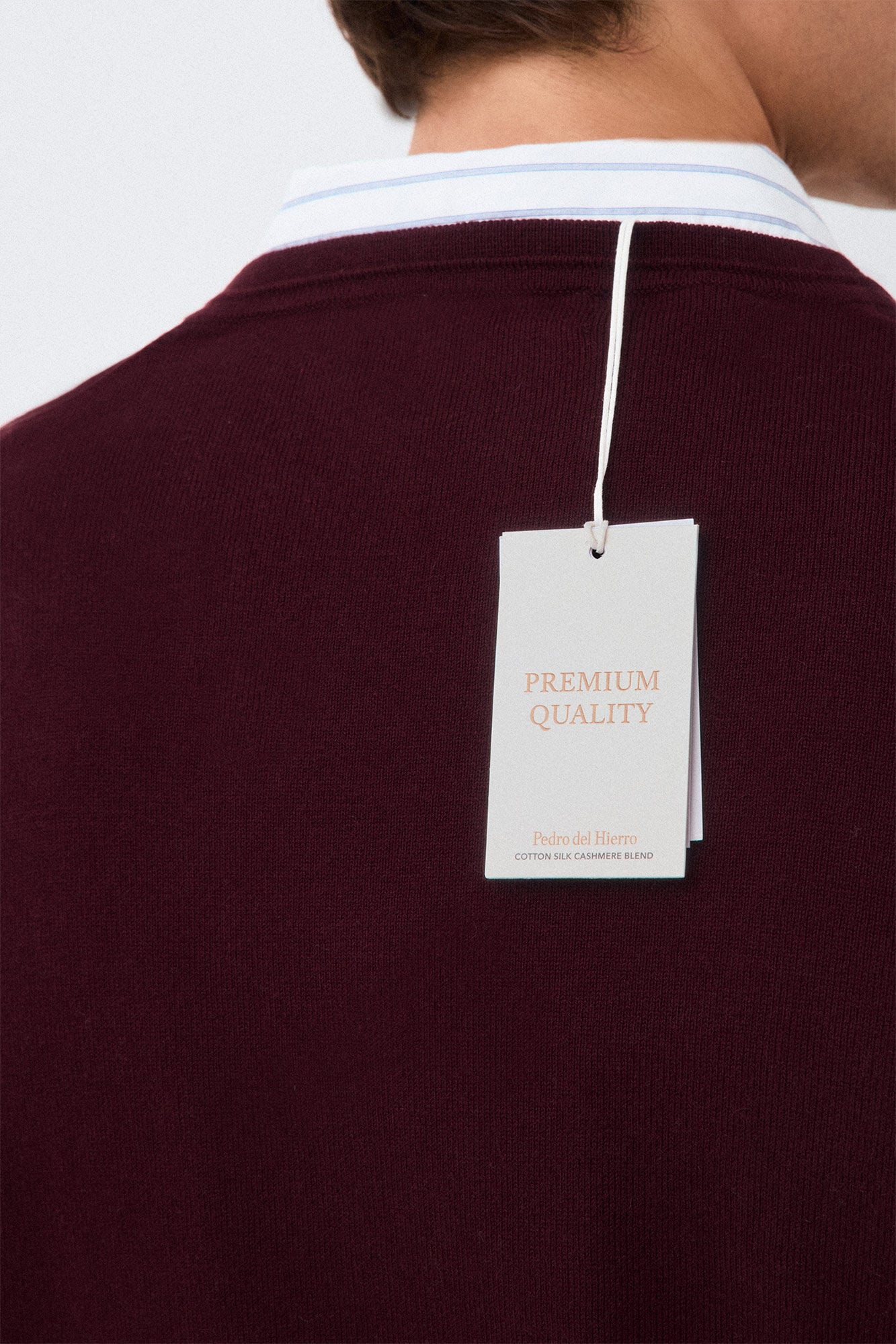 Pedro del Hierro Premium cotton silk cashmere knit jumper Burgundy