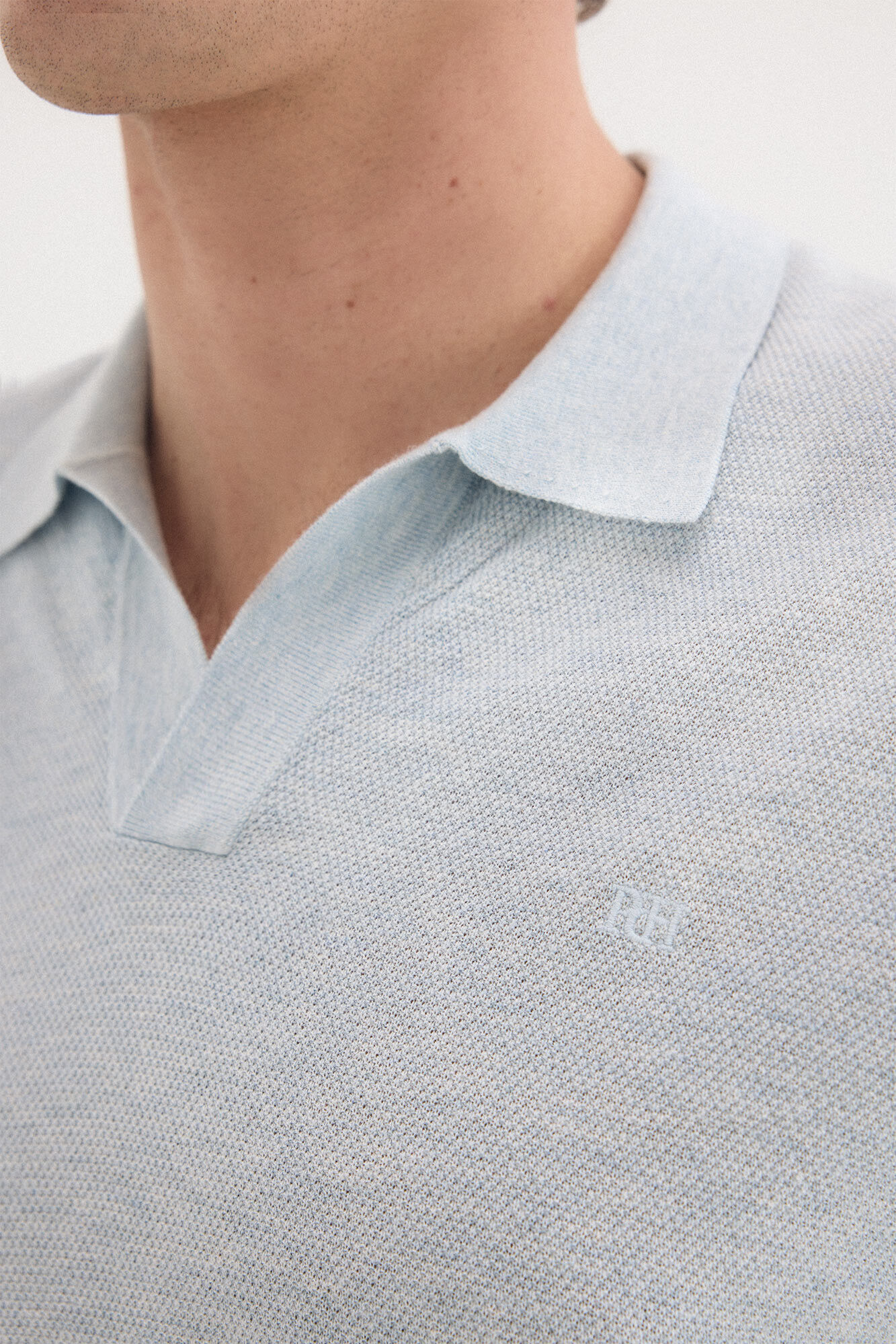 Pedro del Hierro Linen polo long sleeve jumper Blue