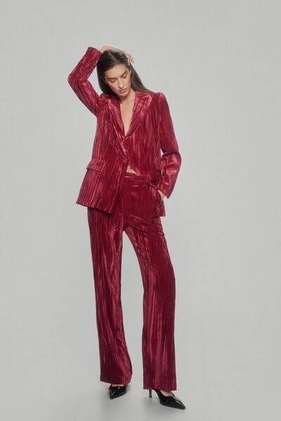 Pedro del Hierro Crushed velvet trousers Red