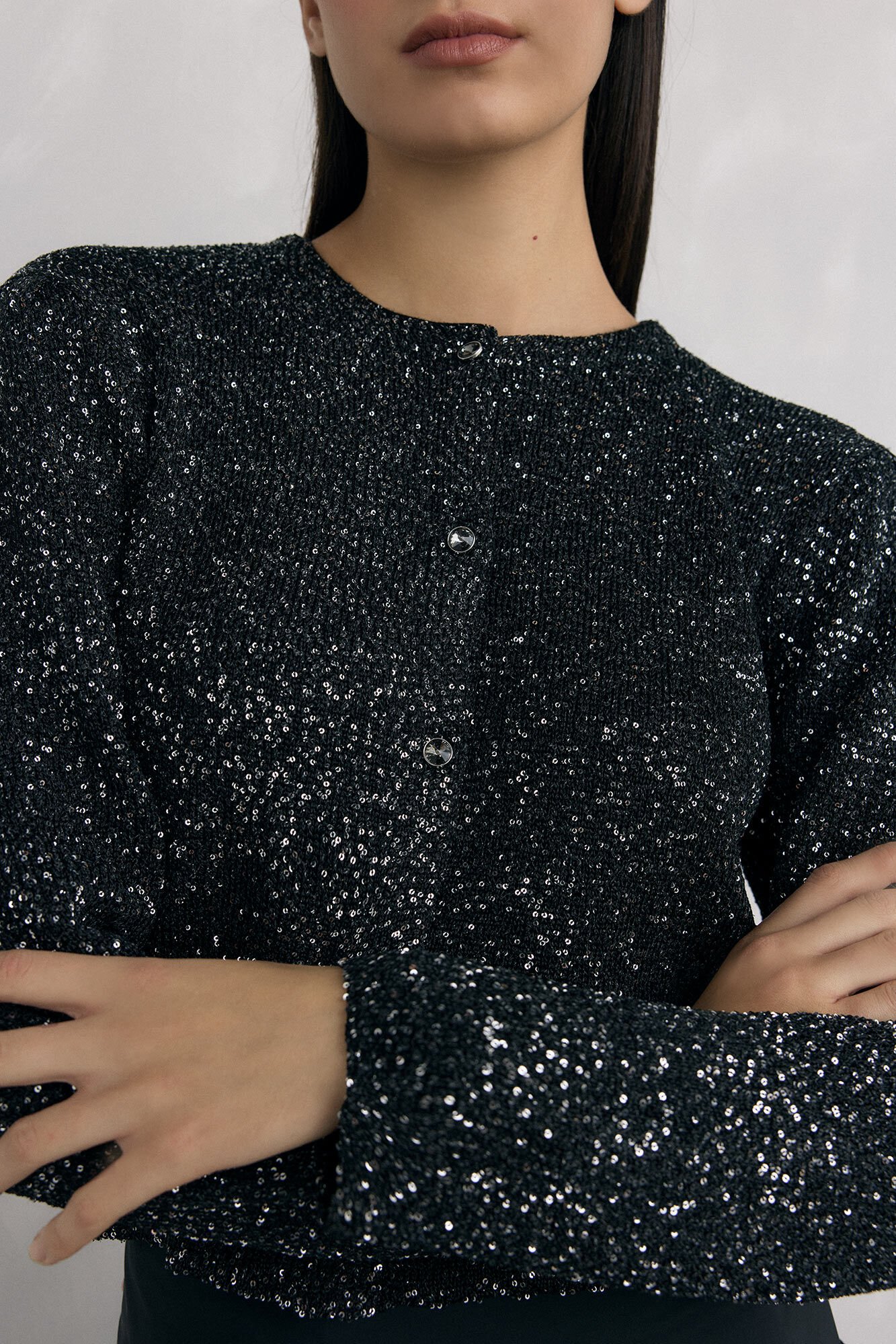 Pedro del Hierro Sequined jersey-knit jacket Black