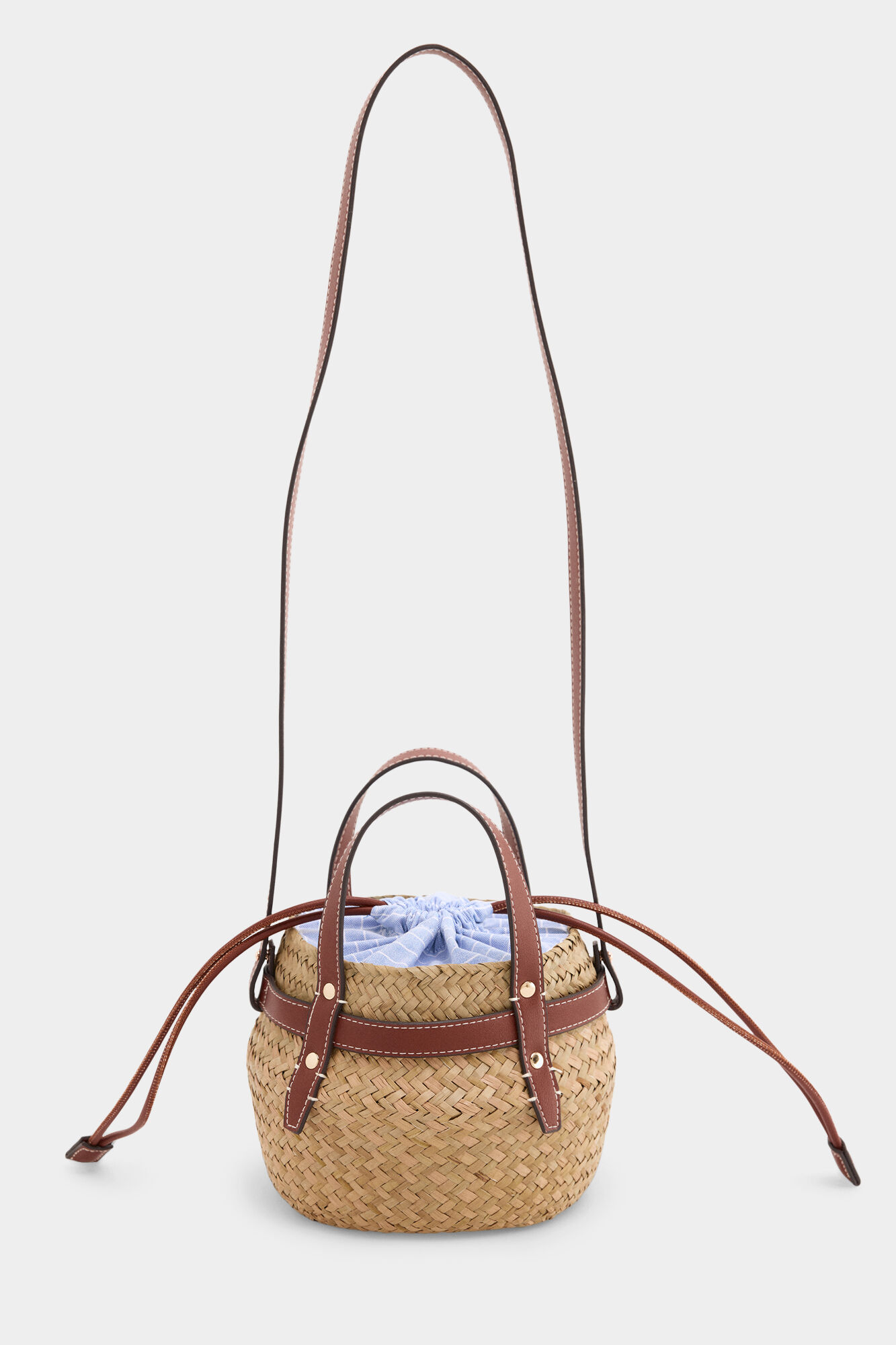 Pedro del Hierro Raffia-effect bucket bag Black