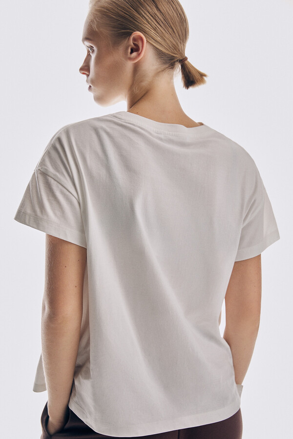 Pedro del Hierro Oversize organic cotton T-shirt Beige