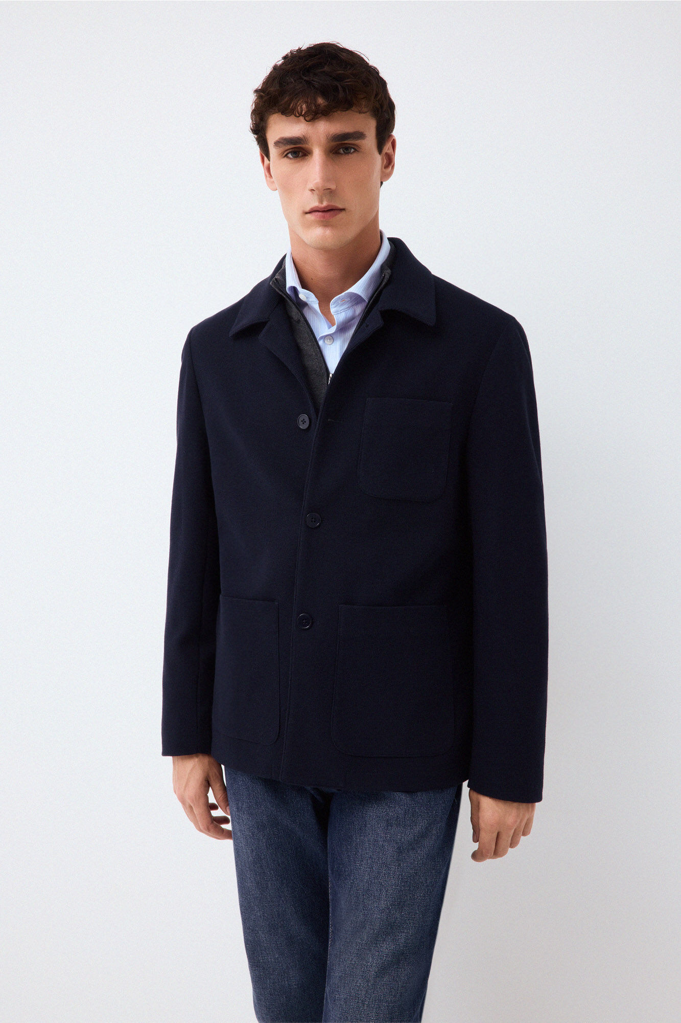 Pedro del Hierro Knit overshirt Blue