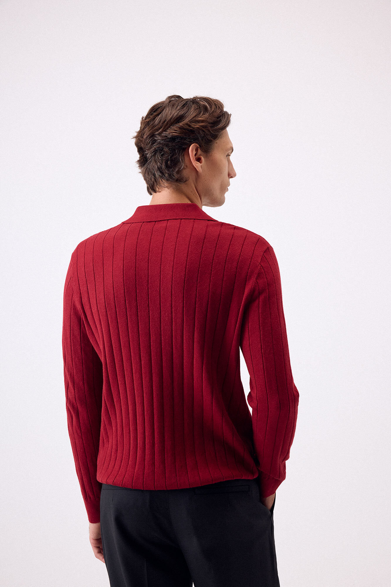 Pedro del Hierro Premium structured cotton silk cashmere jersey Burgundy