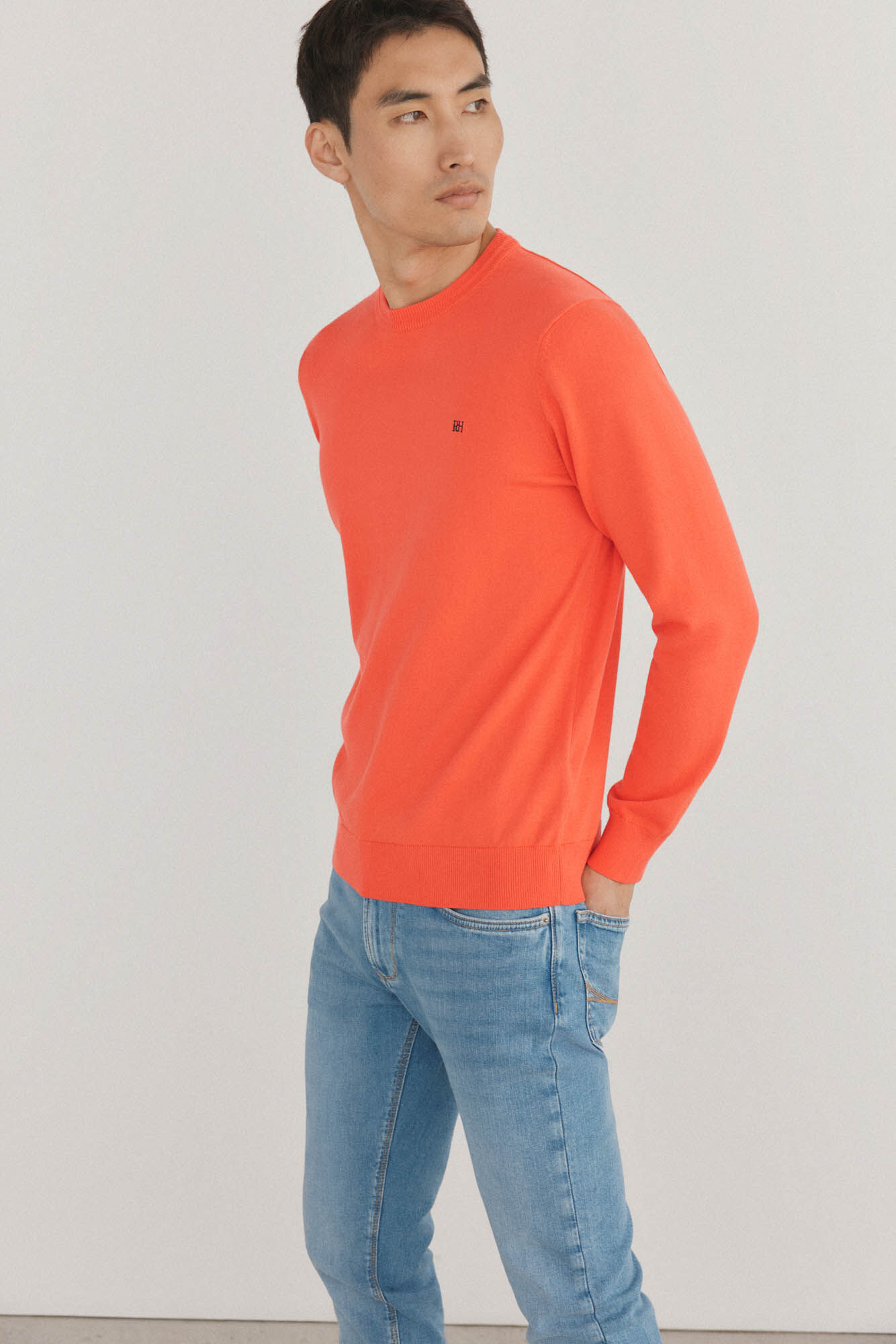 Pedro del Hierro Fine premium cotton round neck sweater