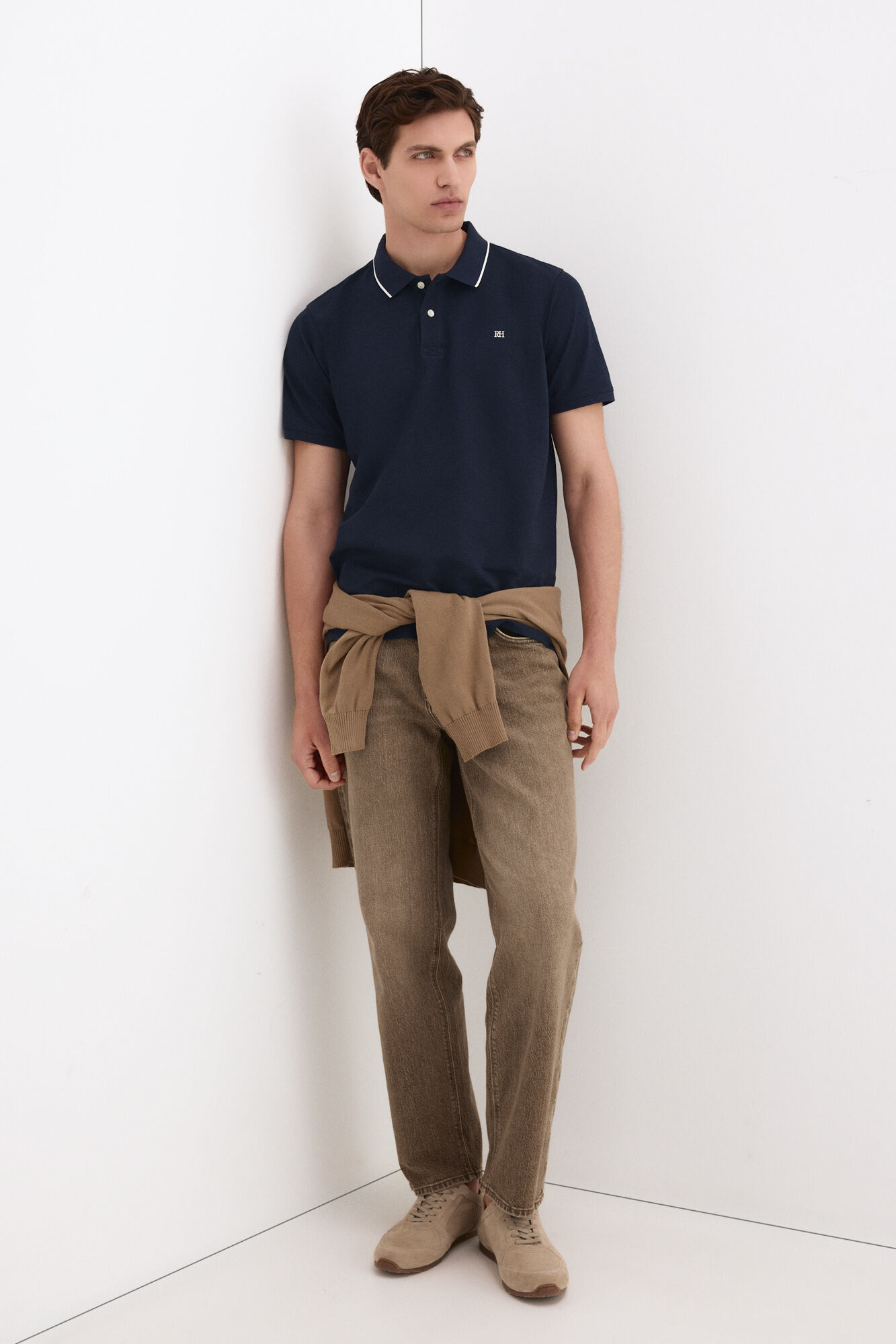 Pedro del Hierro Basic pique polo shirt Blue