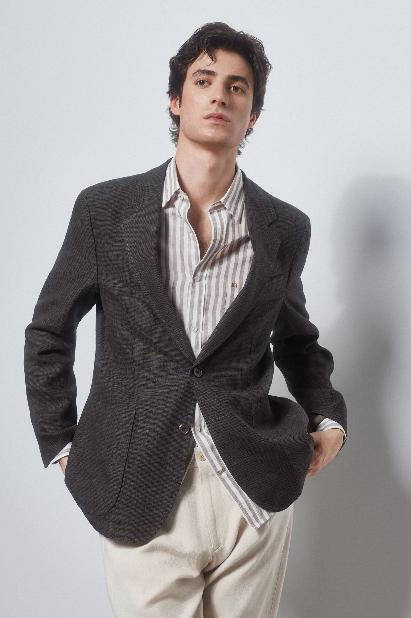 Pedro del Hierro Linen blazer Brown