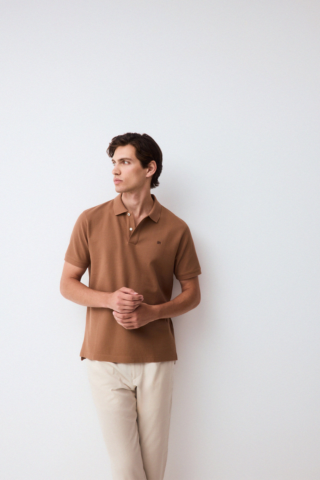 Pedro del Hierro Piqu&eacute; basic polo shirt Brown