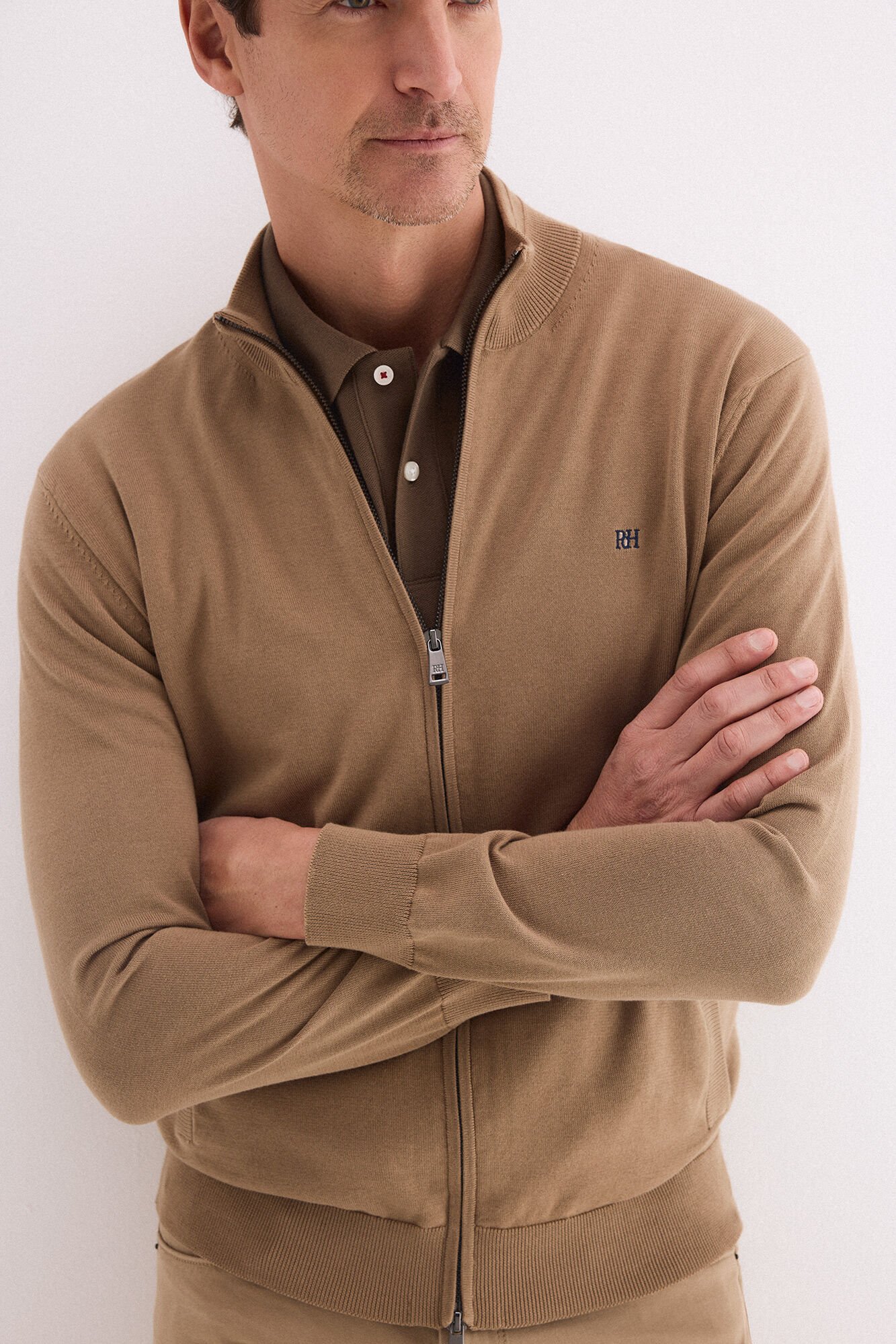 Pedro del Hierro Premium cotton jersey-knit zip fastening cardigan