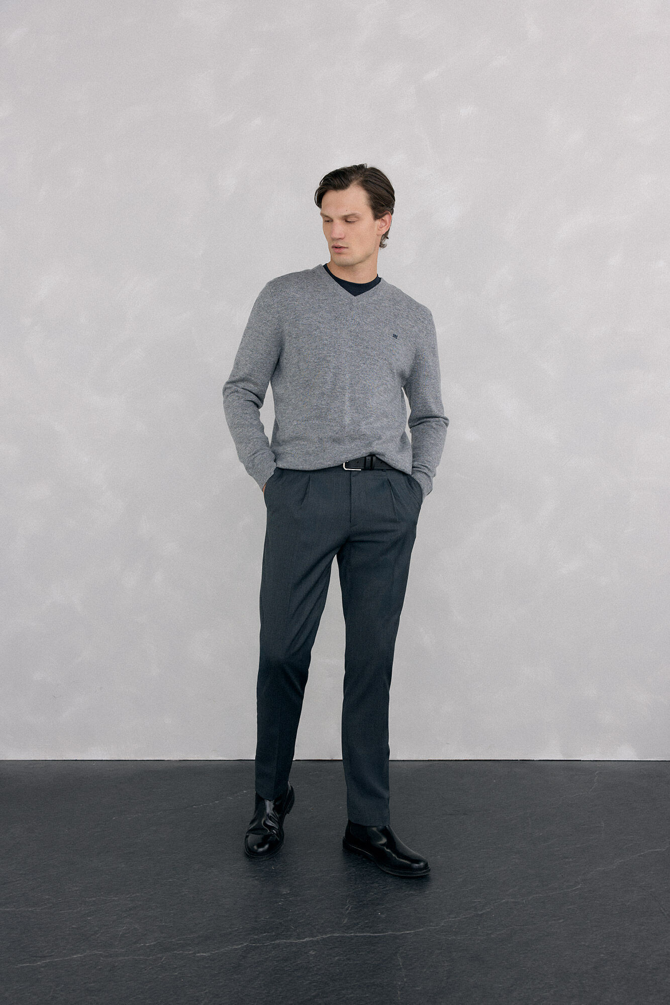 Pedro del Hierro Jersey cuello pico lana merino y cashmere