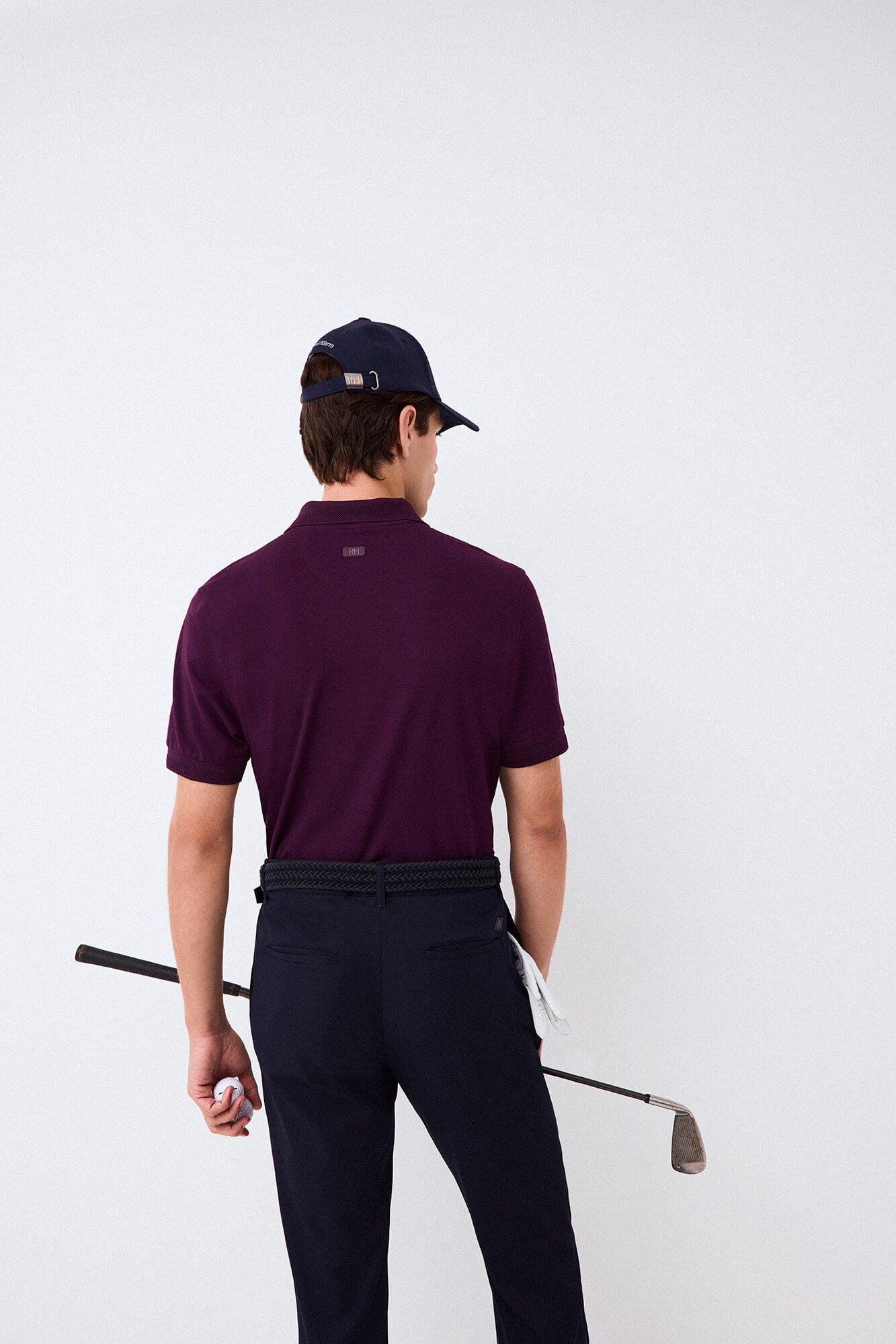 Pedro del Hierro Plain jacquard collar polo shirt Purple
