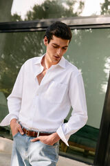 Pedro del Hierro Linen cotton long sleeve shirt White