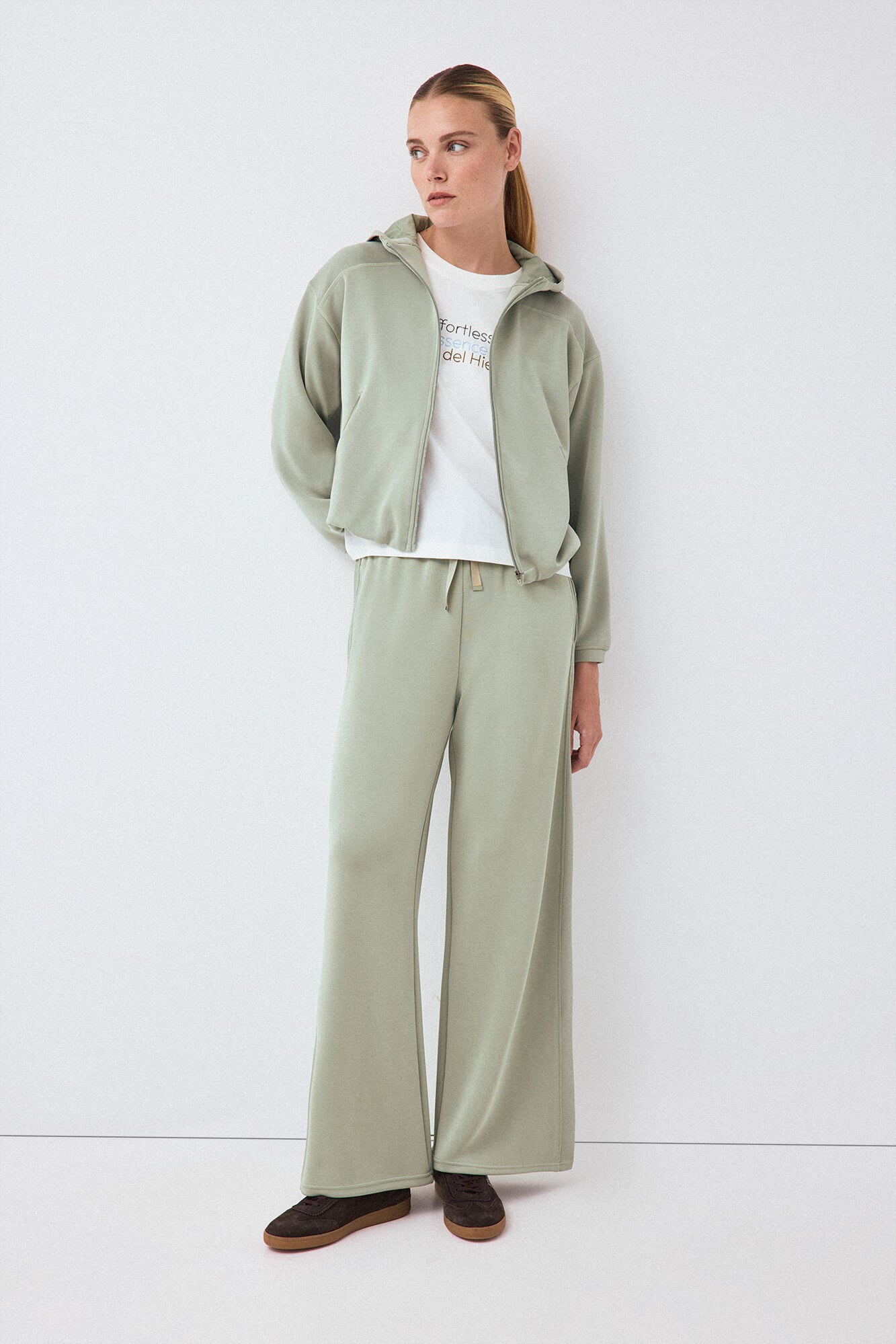 Pedro del Hierro Soft touch hooded sweatshirt Green