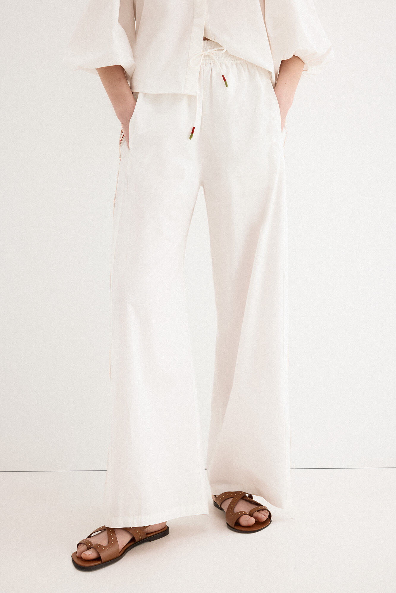 TFP by Tamara Falc&oacute; Embroidered trousers Ecru