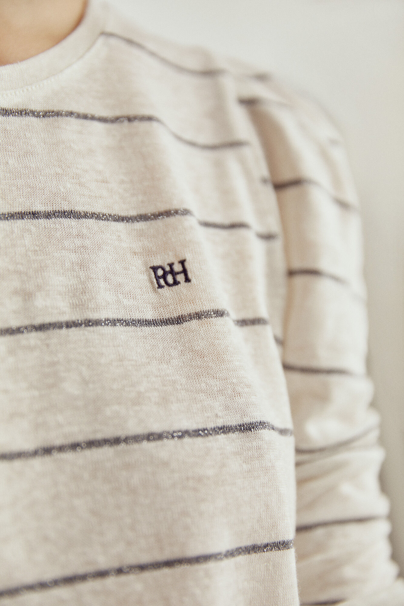 Pedro del Hierro Lurex stripes linen t-shirt Blue