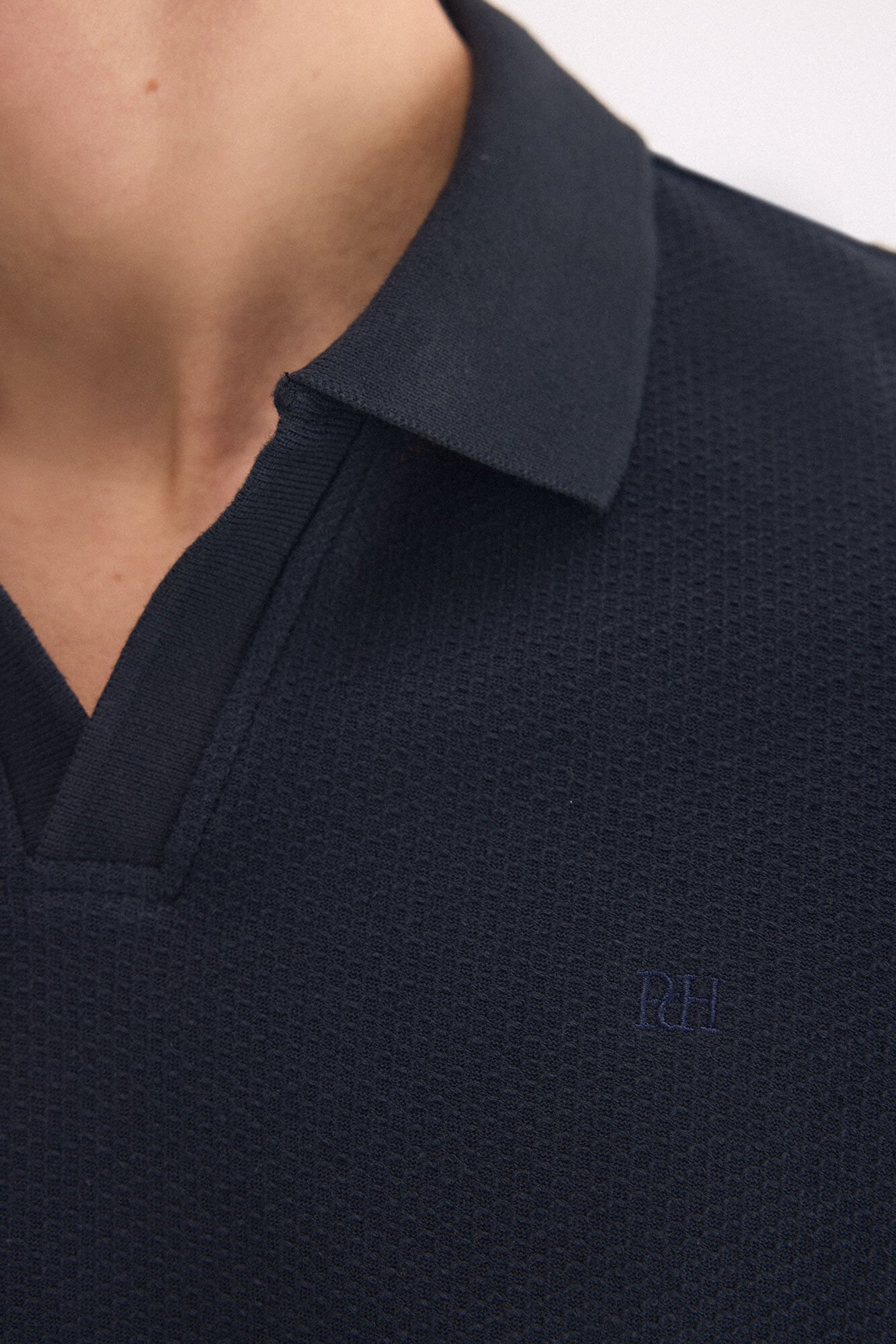 Pedro del Hierro Textured polo shirt Blue