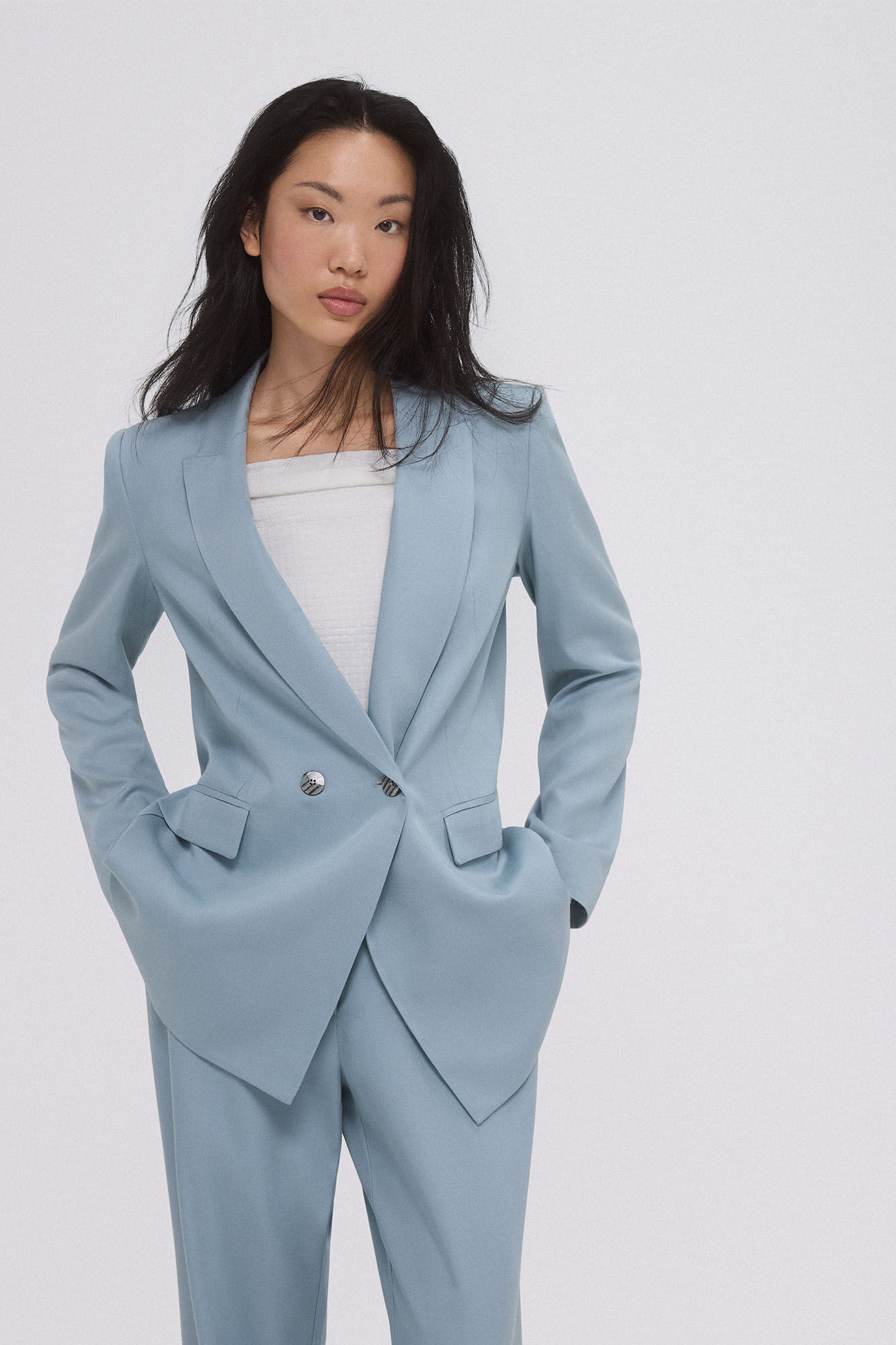 Pedro del Hierro Double-breasted suit blazer Blue