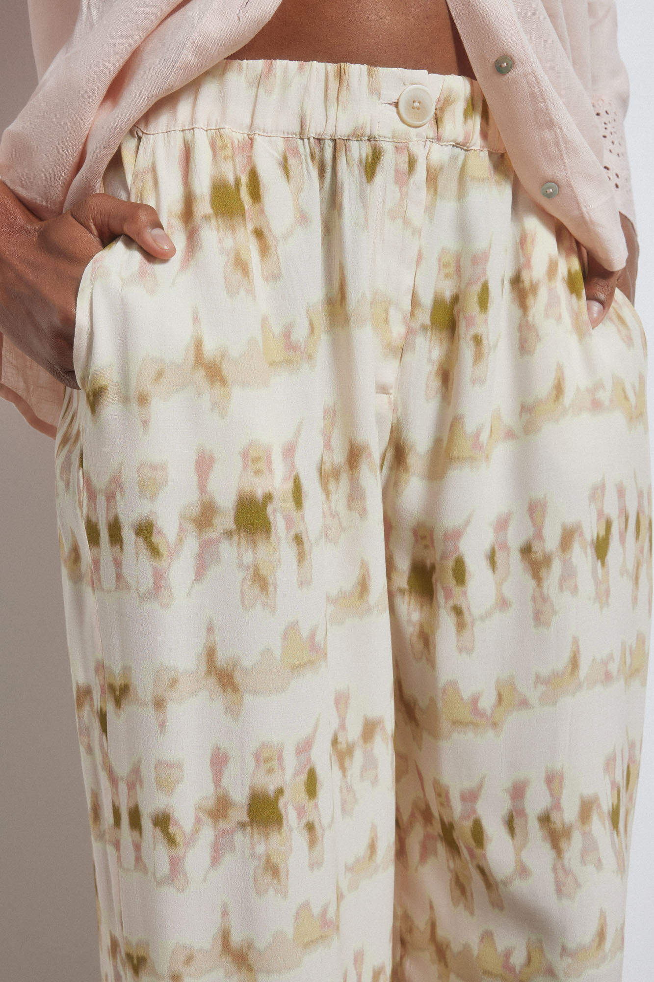 Pedro del Hierro Printed wide-leg trousers Green