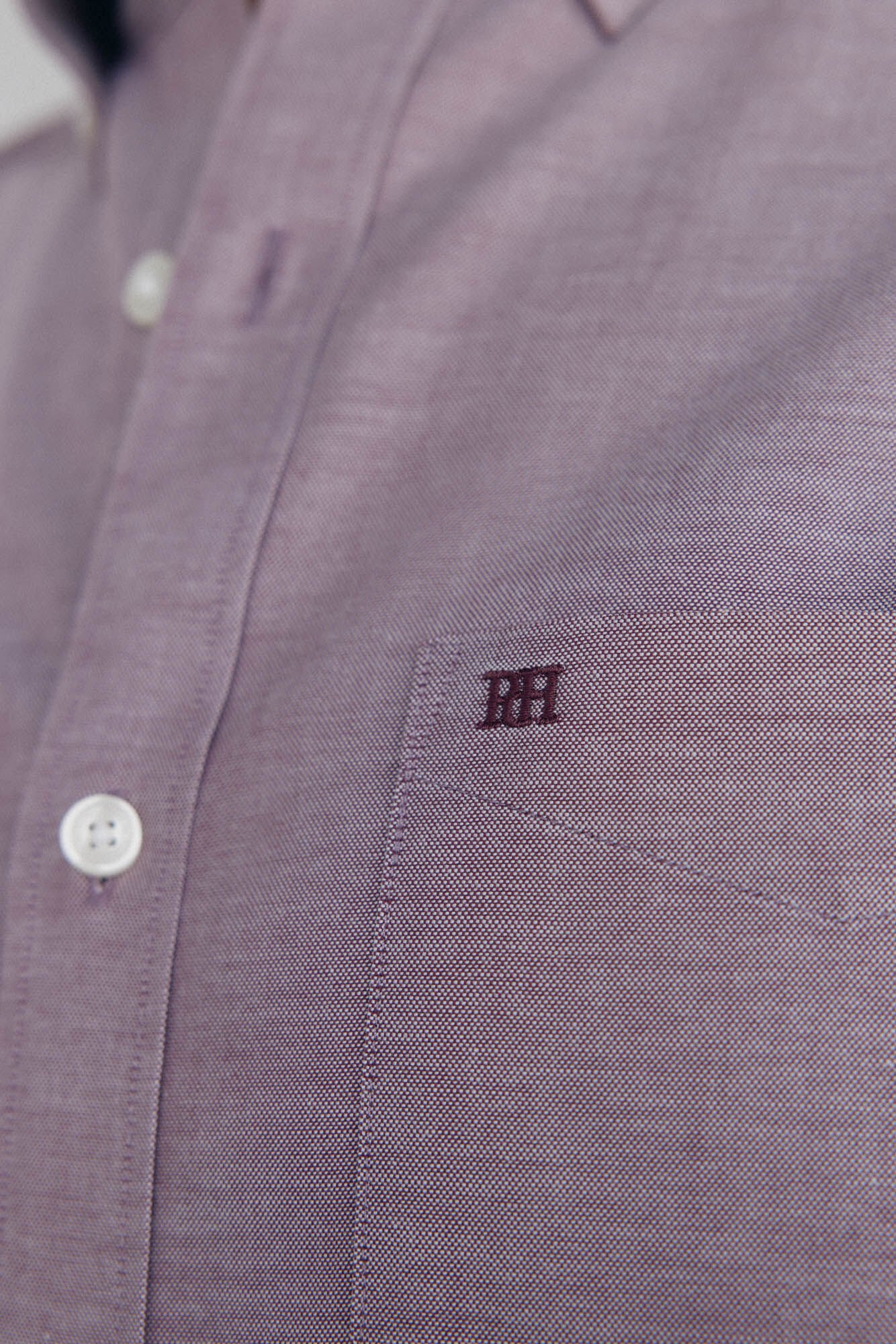 Pedro del Hierro Plain non-iron Oxford shirt Burgundy