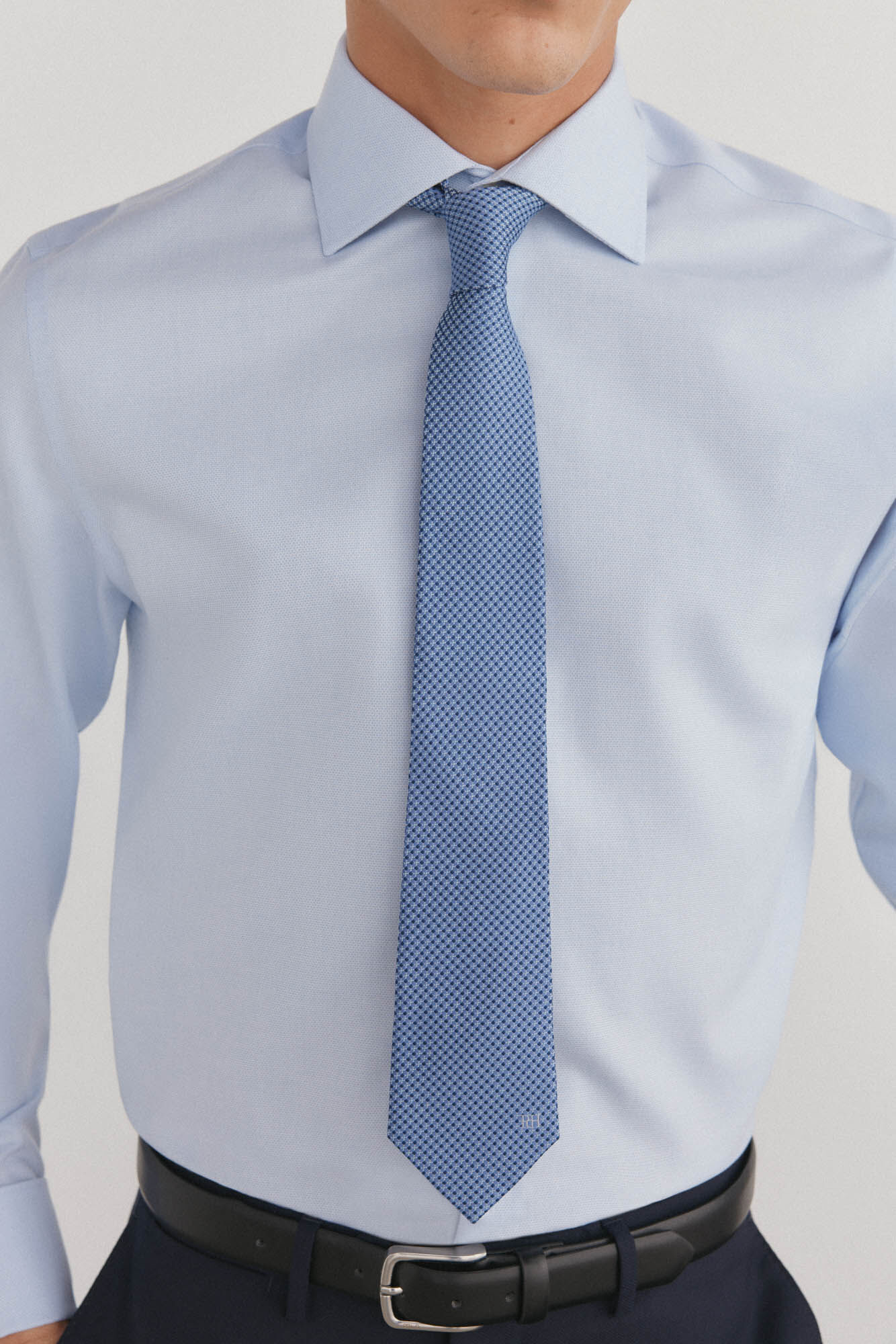 Pedro del Hierro Camisa lisa sem ferro + abotoaduras resistentes a manchas Azul