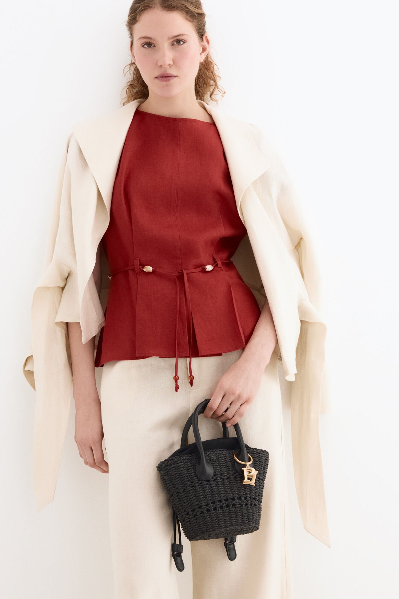 Pedro del Hierro Linen belted top Orange