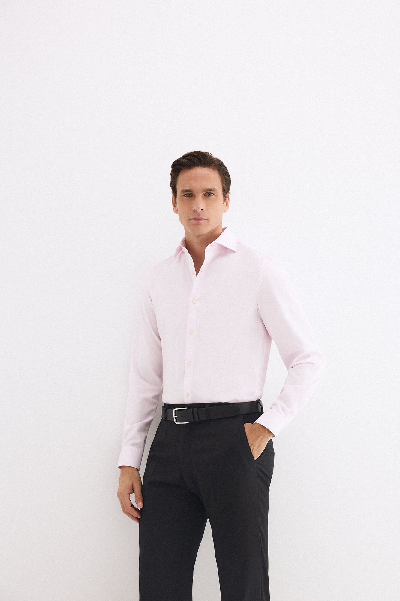 Pedro del Hierro Plain non-iron stain-resistant dress shirt Pink