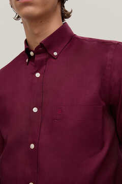Pedro del Hierro Plain twill shirt Burgundy