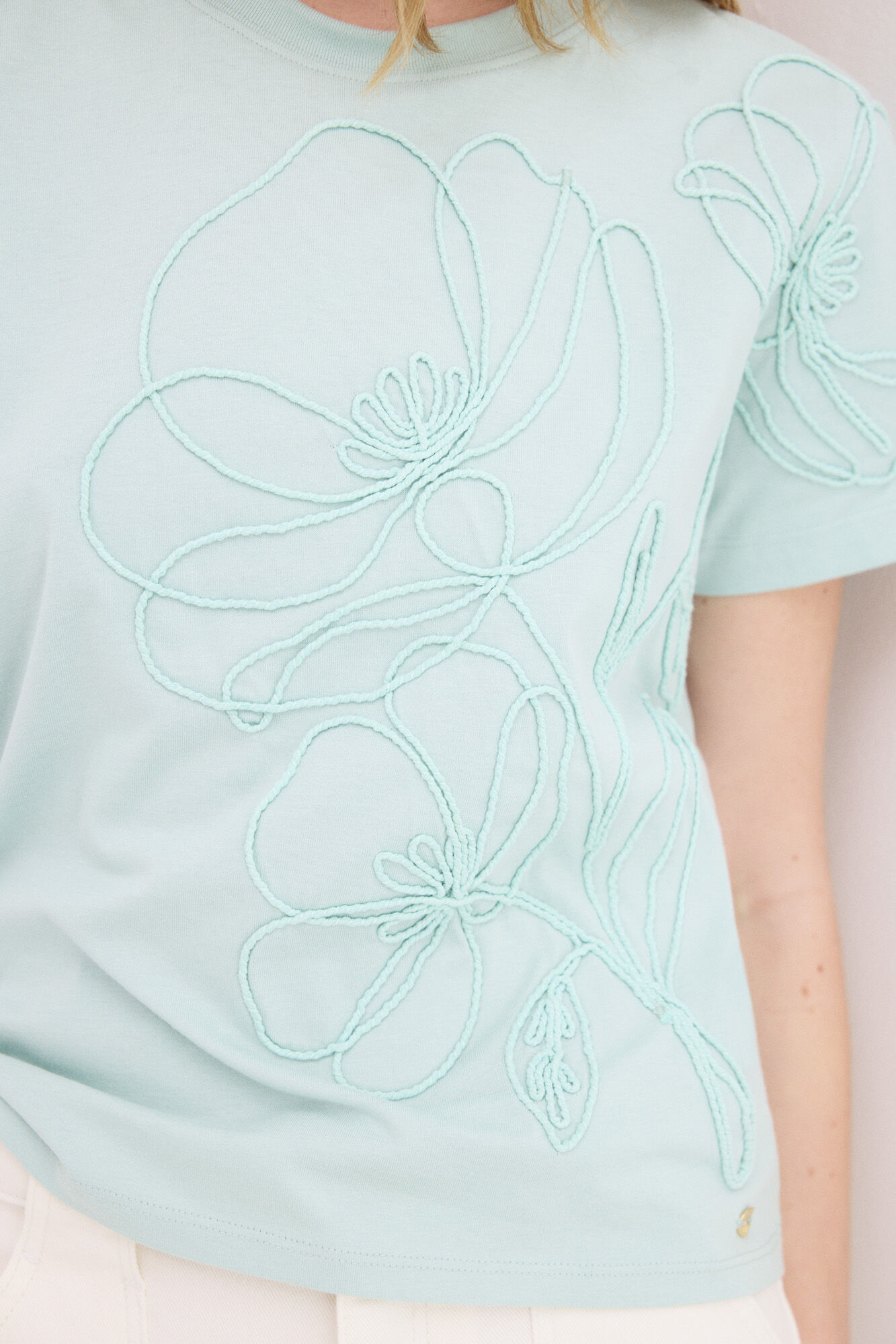 Pedro del Hierro Camiseta manga corta bordado cordon Turquesa