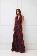 TFP by Tamara Falc&oacute; Floral halterneck dress Burgundy
