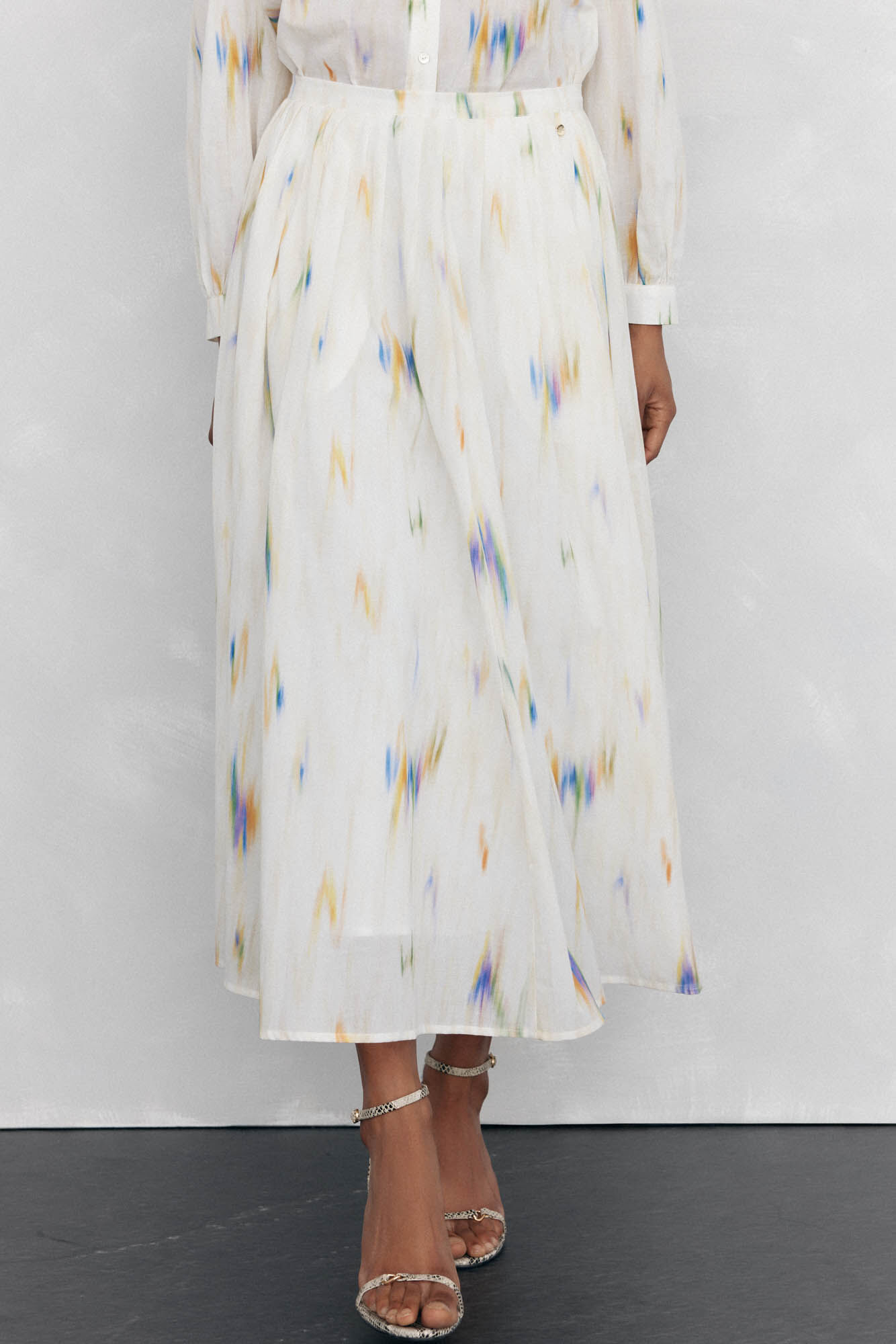 Pedro del Hierro Printed flared midi skirt