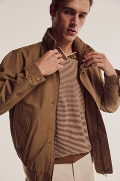Pedro del Hierro Washed linen-cotton blend washed jacket. Brown