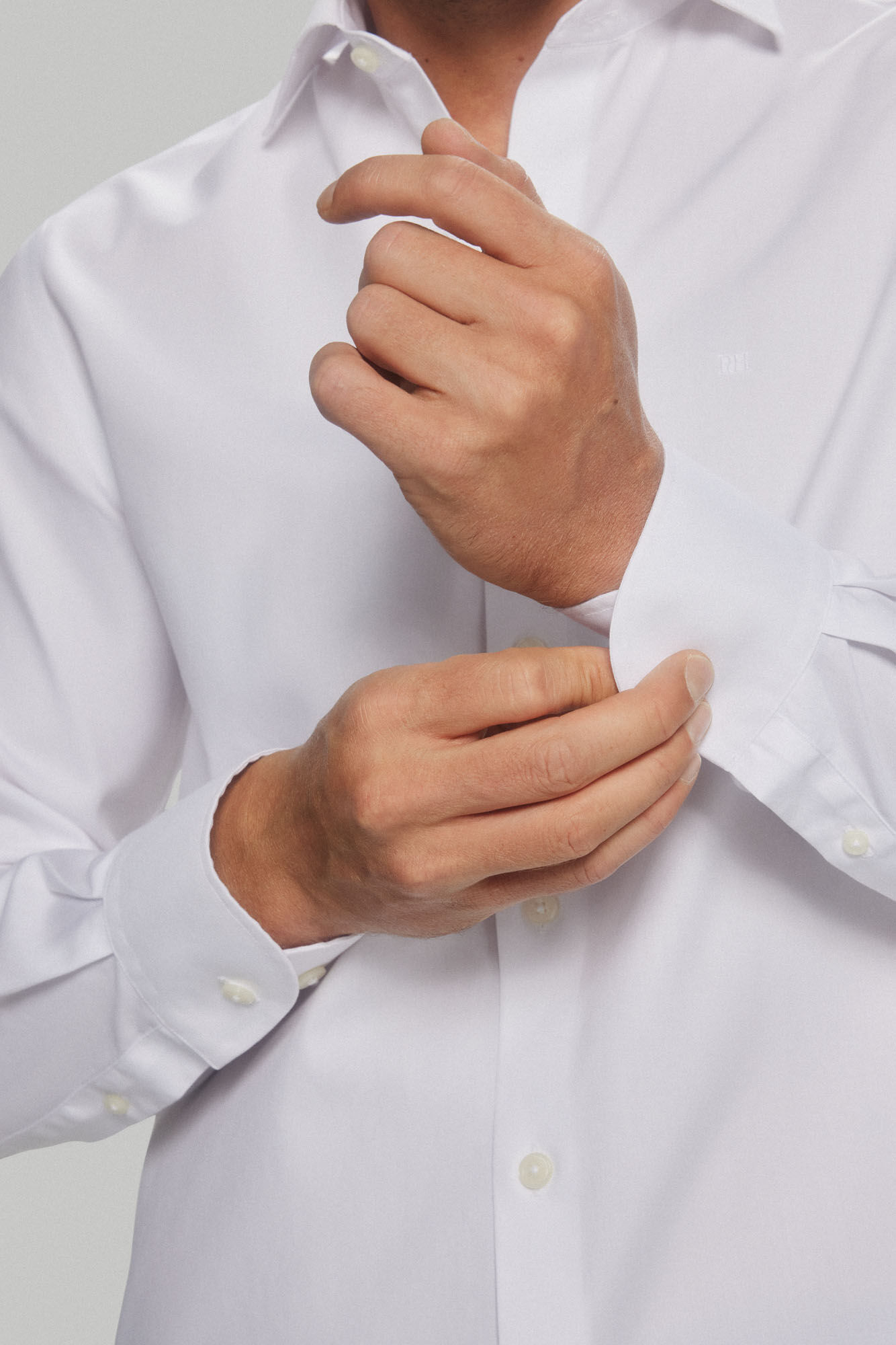 Pedro del Hierro Plain pinpoint dress shirt, non-iron + stain-resistant White