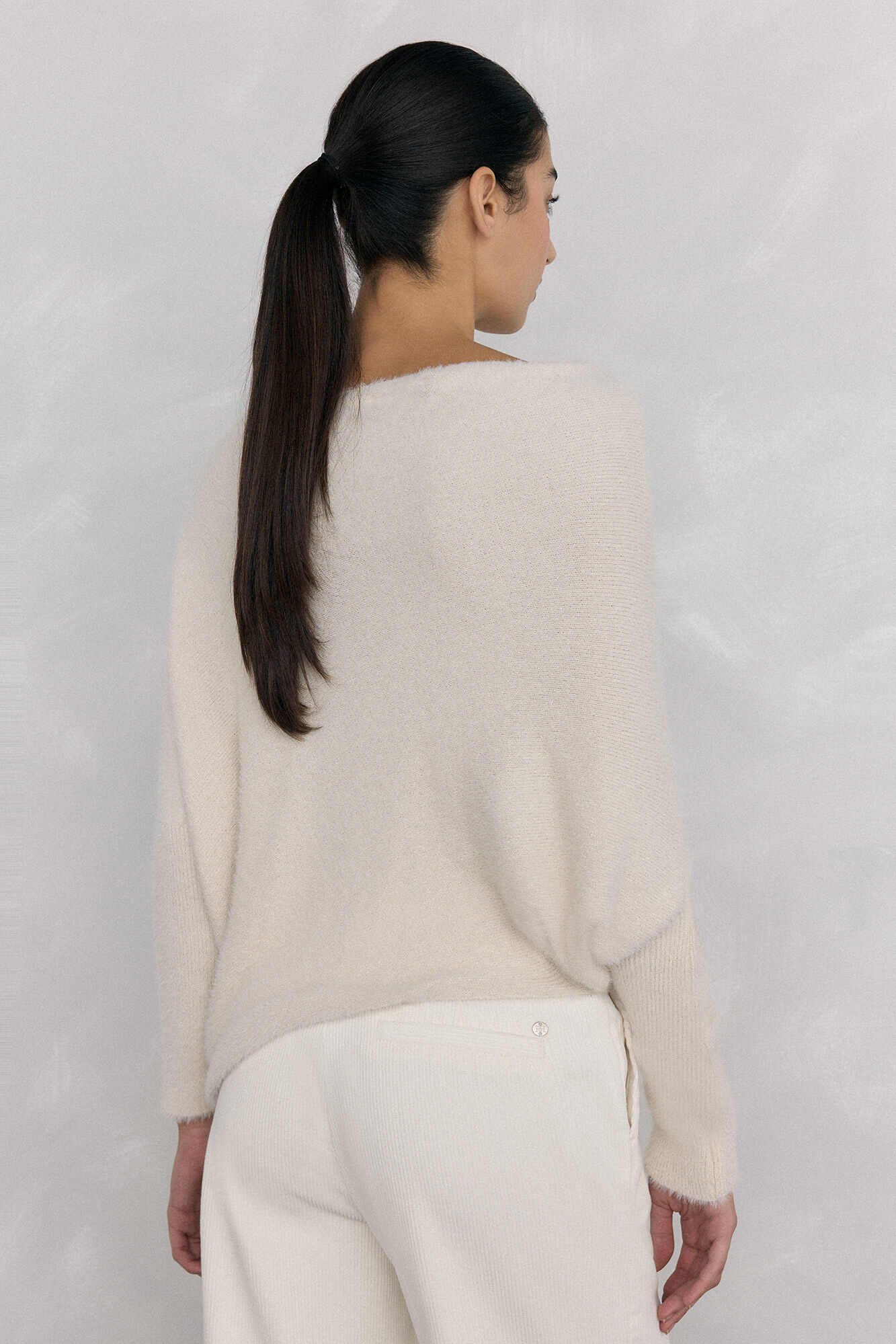 Pedro del Hierro Asymmetrical jumper with shiny yarn Beige